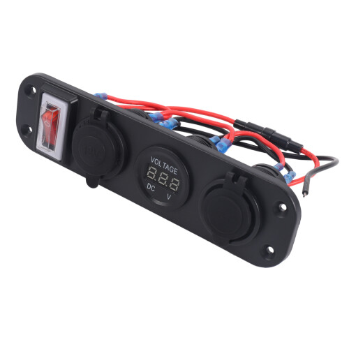 4 em 1 Dual QC3.0 Power Charger C-Igarette Lighter Socket VoltíMetro Digital com Rocker  e   Control 1