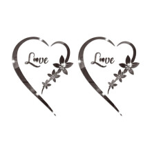 Heart-Shaped Mirror Stickers, Self-Adhesive Acrylic Mirror Stickers Art Murals, DIY Wall Art Home Decoration Black