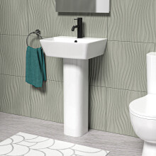 Nes Home White 450mm Square Modern Full Pedestal Basin