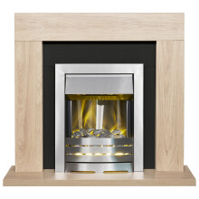 Adam Malmo in Oak & Black with Helios Fire in Brushed, 39 Inch