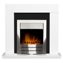 Adam Malmo in Pure White & Black/Pure White with Colorado Electric Fire in Brushed Steel, 39 Inch