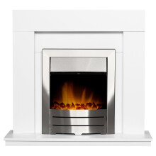 Adam Malmo Fireplace in White with Colorado Electric Fire in Brushed Steel, 39 Inch
