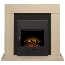 Adam Malmo in Oak & Black with Oslo Inset Stove in Black, 39 Inch