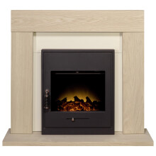 Adam Malmo in Oak & Black/Cream with Oslo Inset Electric Stove in Black, 39 Inch