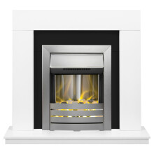 Adam Malmo Fireplace in White & Black with Helios Electric Fire in Bru