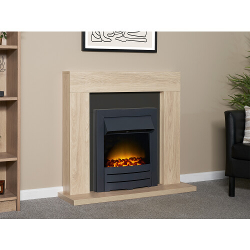 Adam Adam Malmo Fireplace in Oak & Black, 39 Inch 1