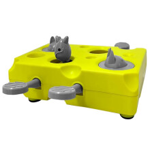 Interactive Cat Puzzle Feeder Toy - Durable Slow Feeder & Foraging Game with Green Base & Gray Levers, Mental Stimulati