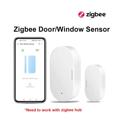 Zigbee Door Sensor Wireless Magnetic Window Open Closed Alarm Detector Works Zigbee2MQTT for Alexa  Need Gateway 2