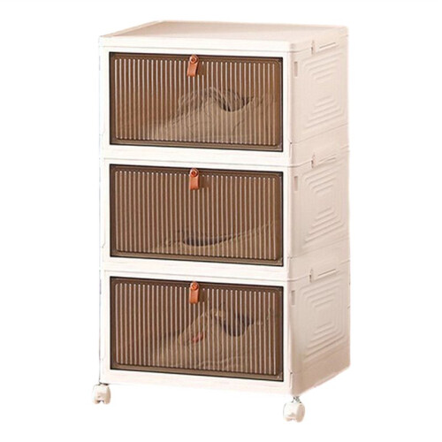 3/4 Tier Stackable Storage Boxes with Lids,Sturdy PP Matterial, Foldable Plastic Storage Unit for Toys/ Clothes A 1