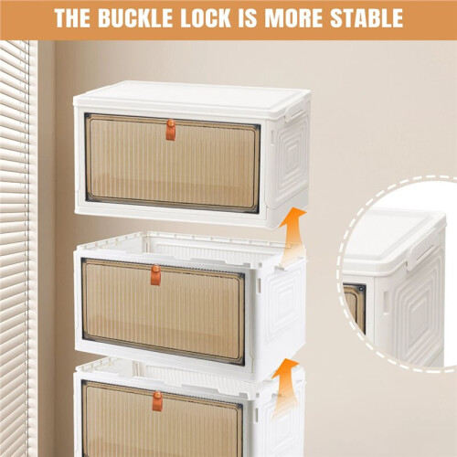 3/4 Tier Stackable Storage Boxes with Lids,Sturdy PP Matterial, Foldable Plastic Storage Unit for Toys/ Clothes A