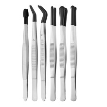 6 Pezzi di Pinzette con Punte In Gomma Rivestite In PVC, Set di Pinzette Lunghe e Curve con Punta Piatta Dritta In Gomma per Lavori Artigianali
