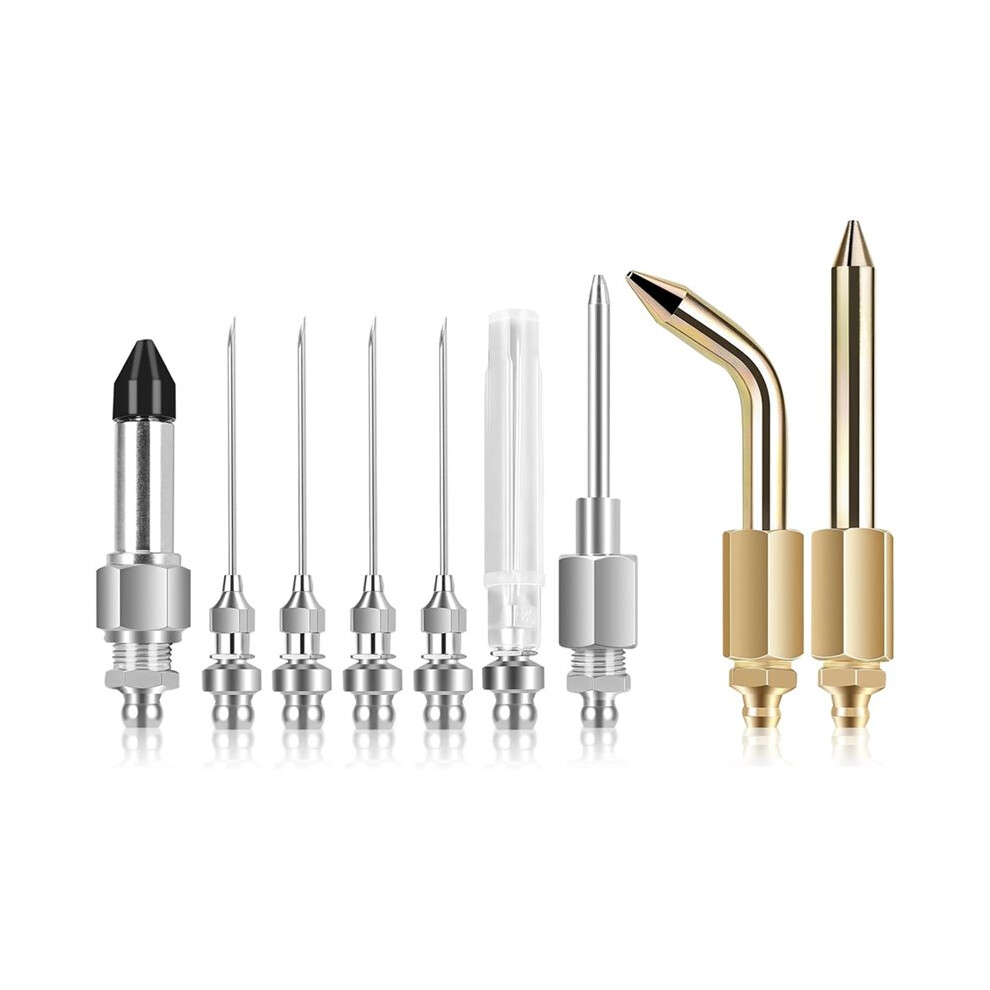 9Pcs Grease Accessory Kit, Grease Needle Tip & Grease Needle Nozzle Bent & Straight Nozzles, Nipple And Elbow Adapter 4711672694331