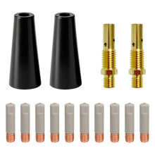 14pcs Flux Core Gasless Nozzle Welding Kit with Non-Stick Coating, Ceramic Welding Tips Replacement (Coated .030" Kit)