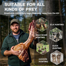 Game Bags Elk Hunting Meat Bags, 5-Pack Rolled Heavy Duty Quarter Bags, Reusable & Breathable Meat Game Bags