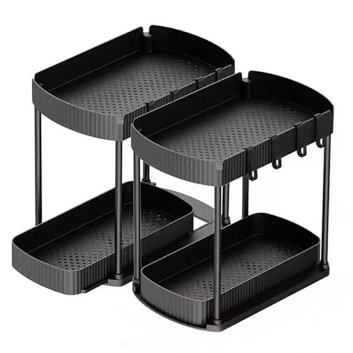 Multi-Purpose Pull-Out Storage Organizers for Bathroom & Kitchen, Under Sink Cabinet Storage, 12.8 Inches, 2 Pack