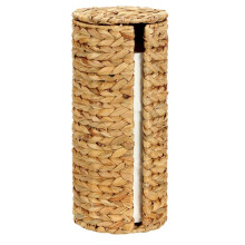Water Hyacinth Standing Toilet Paper Holder Stand,3 Rolls of Toilet Tissue Storage,Toilet Roll Holder Stand with Lid