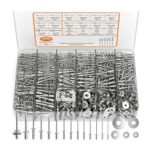 1000PCS Aluminum Rivets Assortment Kit,14 Sizes Rivets (3/32In 1/8In 5/32In 3/16In 1/4In), Assorted Blind Rivets