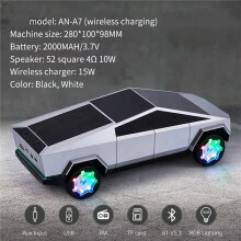Portable  Speaker with Wireless Charger  Model Speaker RGB Light HIFI Stereo Soundbox Black