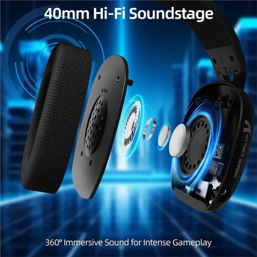 ATTACK  L80PRO Wireless Gaming Headset,  2.4G Triple Mode Headset with 20ms Low Latency, 40mm Drivers White 2