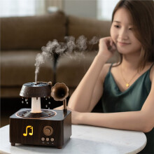 Aromatherapy Humidifier 250ml Air Humidifier Essential Oil Diffuser Vintage Gramophone Style for Home,Office EU Plug