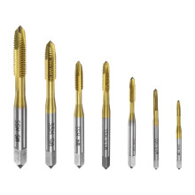 7pcs Spiral Point Tap Set M2 M2.5 M3 M3.5 M4 M5 M6 Metric Thread Screw Taps, Titanium Coated High Speed