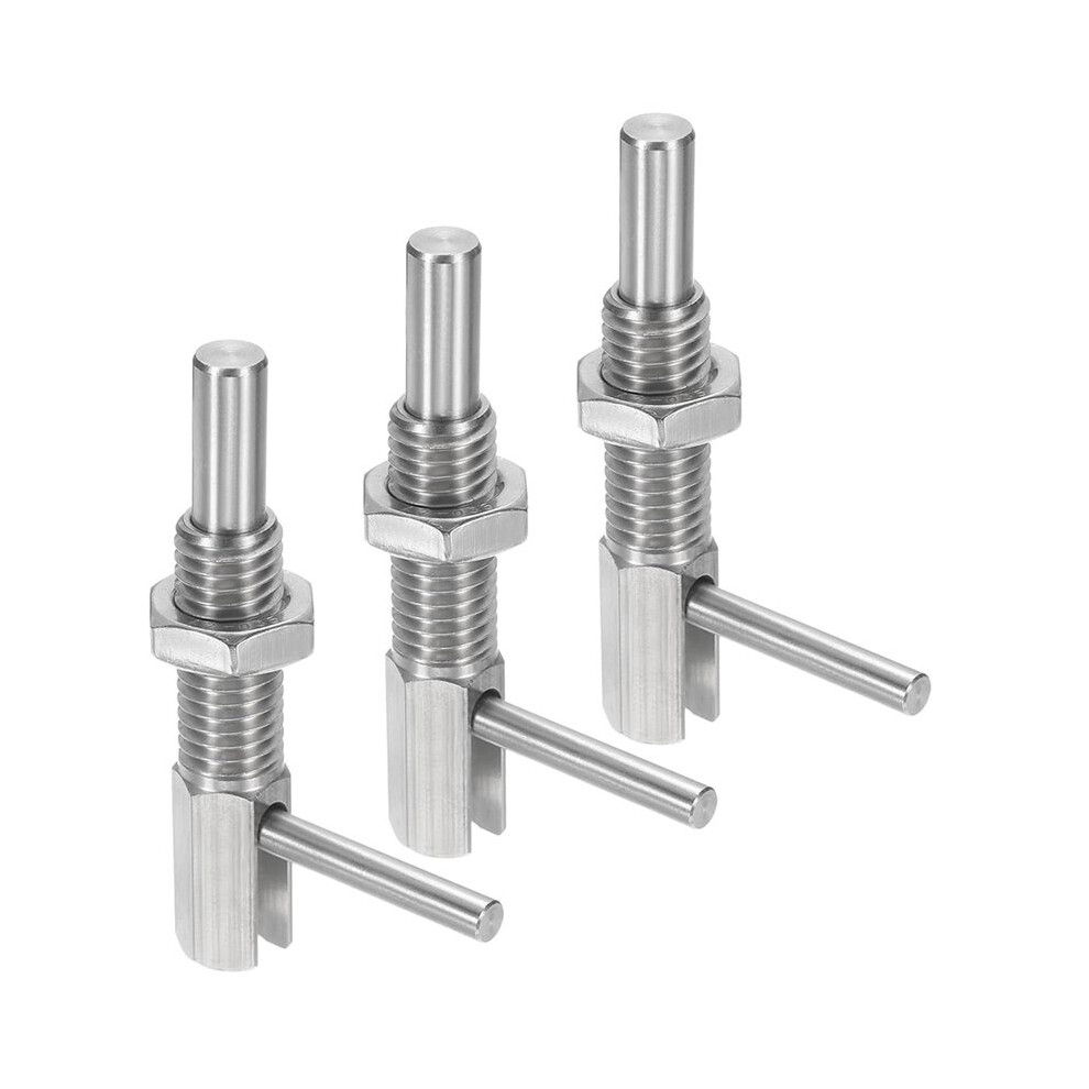 3Pcs M12 Retractable Indexing Plunger Pin, Stainless Steel Spring Loaded With Nut For Machinery 6034227908089