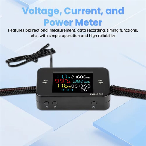 DC26  8-80V LCD Digital Battery Charging Tester Voltmeter Ammeter Power Meter Voltage Current Tester 25A 2