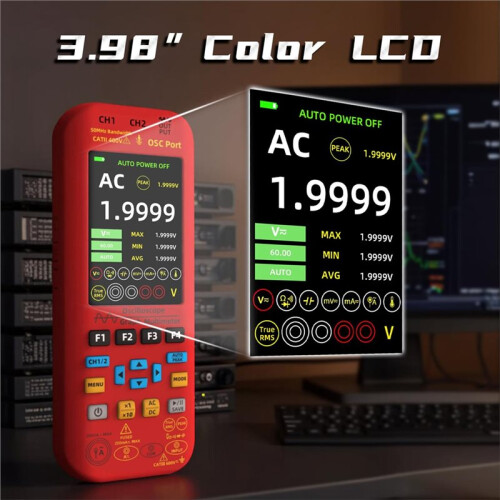 BSIDE 2 Channels Handheld Oscilloscope Multimeter, 50MHz Bandwidth, 20000 Counts Rechargeable DDS Generator, for DIY 1