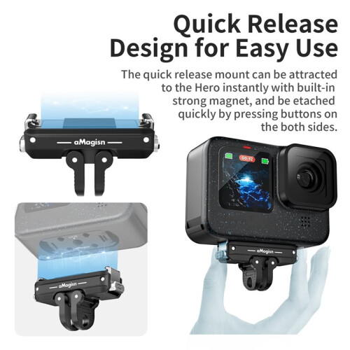 AMAGISN Magnetic Quick Release Kit Adapter Mount with 2-Prong & 1/4 Thread Camera Quick Release Base for  Hero 12/11/10/9/8 2