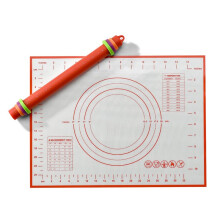 Silicone Baking Mat, Non-Slip Pastry Mat with Rolling Out Dough, Making Pie Fondant, with Measuring Function Red