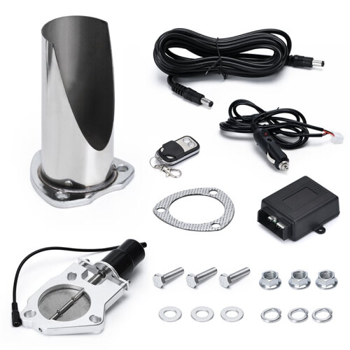 Kit de Escapamento com Ponteira de Aço Inoxidável de 2,5" com Corte de Válvula Elétrica