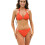 Women'S Printed Halter Tie Back Bikini Swimsuit Flattering Coverage Two Piece Bathing Suit Orange M 2