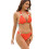Women'S Printed Halter Tie Back Bikini Swimsuit Flattering Coverage Two Piece Bathing Suit Orange L 2