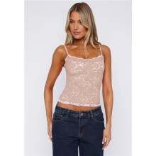 Lace Camisole for Women Tank Top Going Out Y2K Fashion Top Lace Crop Tops Summer Trendy Tops Lotus Root Color L