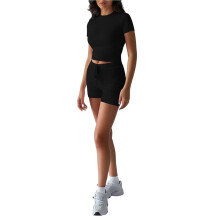 Dames Tweedelige Loungesets, Casual Zomeroutfits, 2-Delige Korte Bijpassende Kledingset Zwart XL