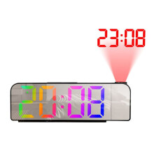 RotaçãO 180 ProjeçãO Despertador 12/24H LED RelóGio Digital Carga USB Projetor de Teto Despertador (Multicolor F)