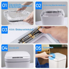 Poubelle Intelligente Sans Contact avec Capteur de Mouvement, Poubelle de Salle de Bain de 3,7 Gallons avec Couvercle, Poubelle Automatique pour la