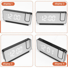 LED Digital Projection Alarm Clock Electronic Alarm Clock with Projection Projector Bedroom Bedside Clock Black