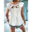 Womens Embroidered Tie Front Square Neck Flutter Sleeve Ruffle Blouse Boho Chic Summer Top White S 6