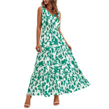 Women'S Summer Dresses Casual Sleeveless Maxi Dresses Cute Floral Long Dress Wedding Guest Dress Green S