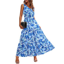Women'S Summer Dresses Casual Sleeveless Maxi Dresses Cute Floral Long Dress Wedding Guest Dress Flower L