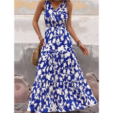 Women'S Summer Dresses Casual Sleeveless Maxi Dresses Cute Floral Long Dress Wedding Guest Dress M