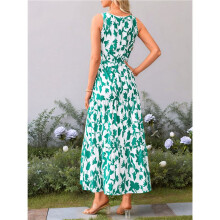 Women'S Summer Dresses Casual Sleeveless Maxi Dresses Cute Floral Long Dress Wedding Guest Dress Green L