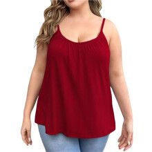 Size Tank Tops for Women Loose Spaghetti Strap Tunic Blouses Red 6XL