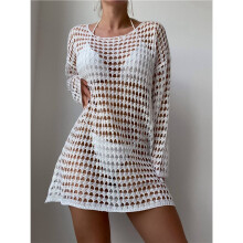 Women'S Crochet Hollow Out Swimsuit Cover Summer Beach Bathing Suit Cover Dress White S