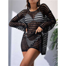Women'S Crochet Hollow Out Swimsuit Cover Summer Beach Bathing Suit Cover Dress Black M