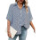 Camicia Casual da Donna A Righe con Bottoni, Collo A V, Maniche Corte e Ampia Blu M 1