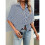 Camicia Casual da Donna A Righe con Bottoni, Collo A V, Maniche Corte e Ampia Blu S 6