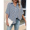 Camicia Casual da Donna A Righe con Bottoni, Collo A V, Maniche Corte e Ampia Blu S 5