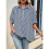 Camicia Casual da Donna A Righe con Bottoni, Collo A V, Maniche Corte e Ampia Blu S 4